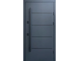 Вхідні двері Qdoors Стріт Горизонталь (метал Антрацит 7021/МДФ Біла шагрень,  декор лакобель)