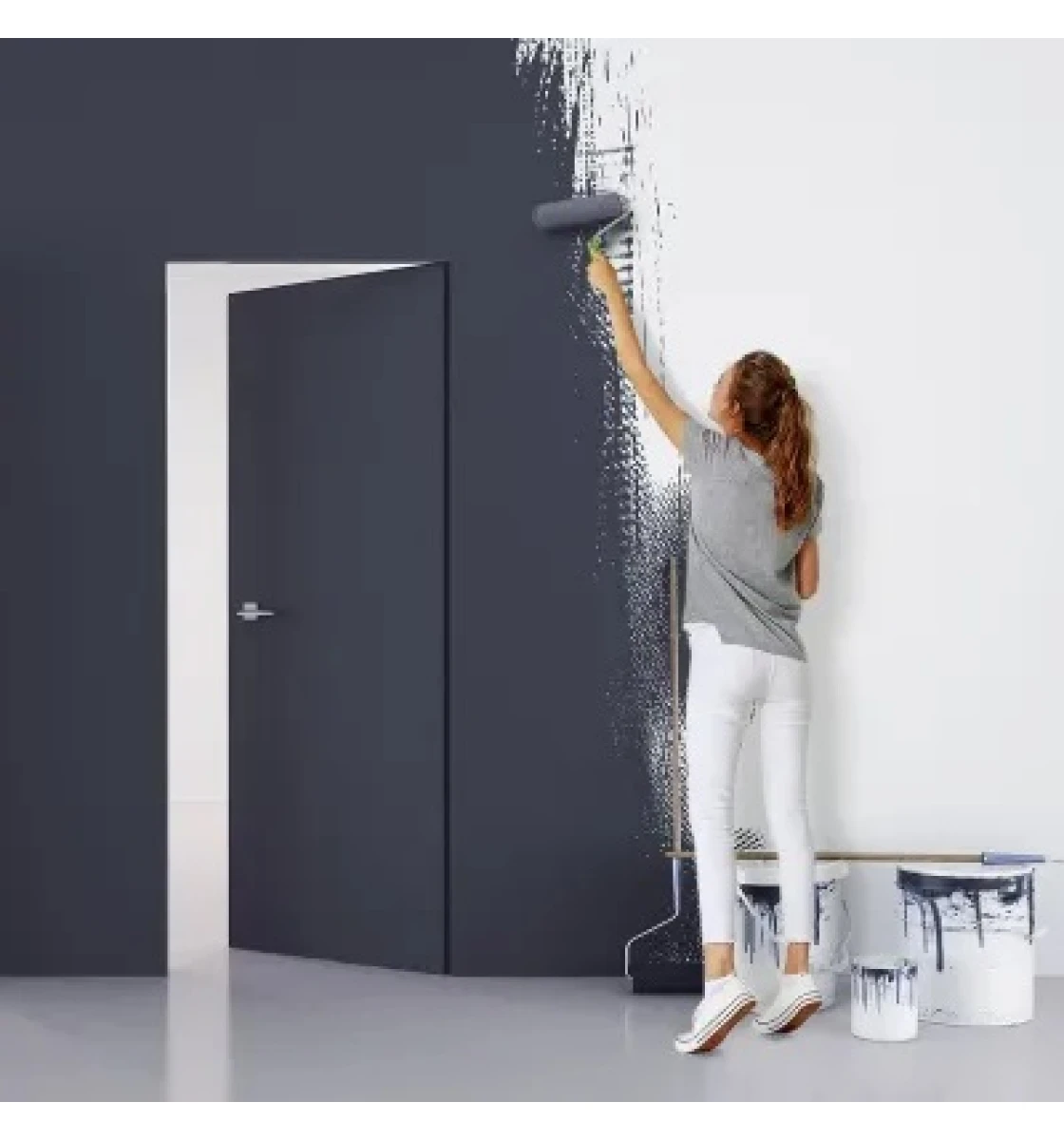 Міжкімнатні двері  SecretDoors Universal 45 грунтовані  Inside (короб сірий)